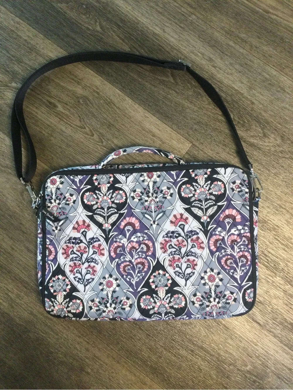 Vera Bradley Quilted Floral Laptop Bag in Purple, Pink and Black